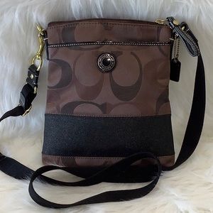 Coach Messenger Brown and Black Metallic Crossbody